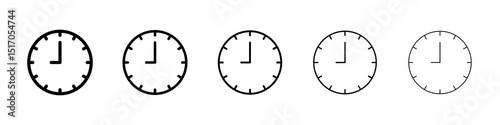Clock face icon graphic set. trendy stroke line style