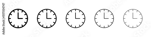 Clock face icon graphic set. trendy stroke line style