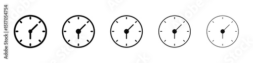 Clock icon graphic set. trendy stroke line style