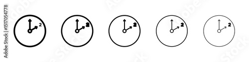 Clock two icon graphic set. trendy stroke line style