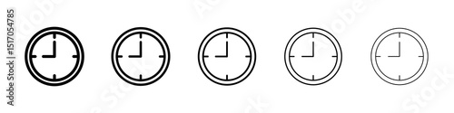 Clock nine icon graphic set. trendy stroke line style