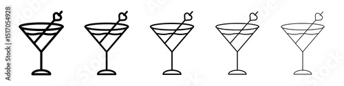 Cocktail icon graphic set. trendy stroke line style