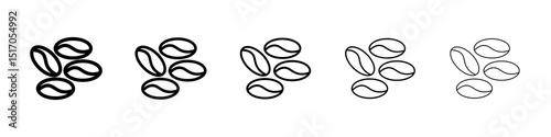 Coffee Bean icon graphic set. trendy stroke line style
