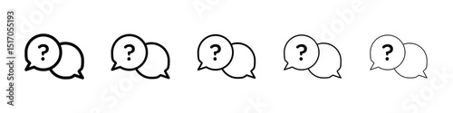 Comment question icon graphic set. trendy stroke line style