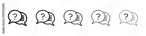 Comment question icon graphic set. trendy stroke line style