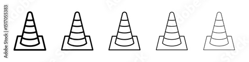 Construction cone icon graphic set. trendy stroke line style