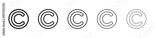Copyright icon graphic set. trendy stroke line style