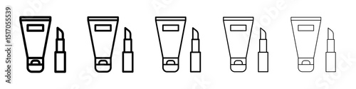 Cosmetics icon graphic set. trendy stroke line style