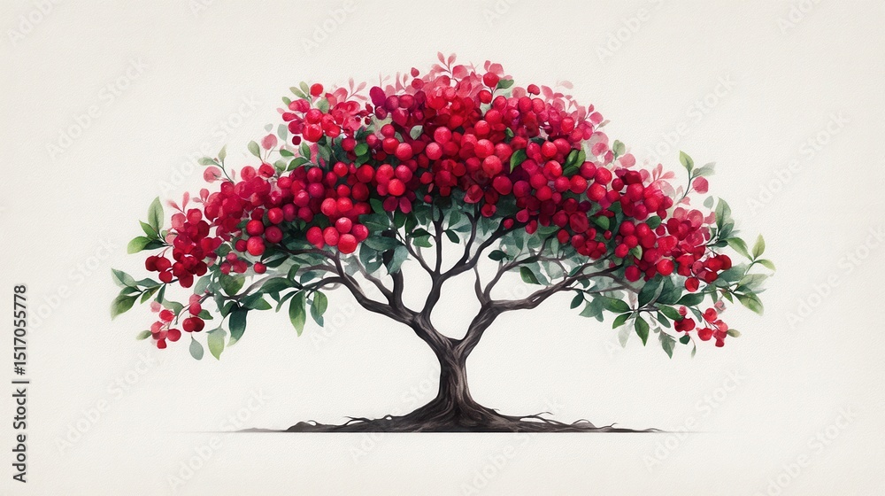 Fototapeta premium Vibrant red flowering tree