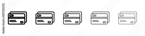 Credit card icon graphic set. trendy stroke line style