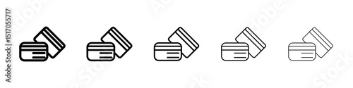 Credit card icon graphic set. trendy stroke line style