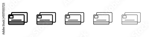 Credit card icon graphic set. trendy stroke line style