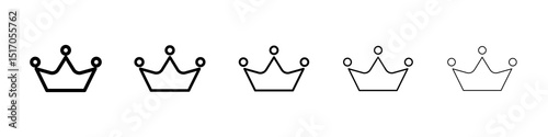 Crown icon graphic set. trendy stroke line style