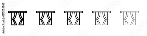 Curtain icon graphic set. trendy stroke line style