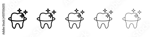 Dental care icon graphic set. trendy stroke line style