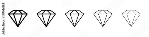 Diamond icon graphic set. trendy stroke line style
