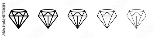 Diamond icon graphic set. trendy stroke line style