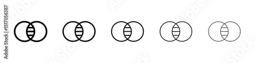 Diagram venn icon graphic set. trendy stroke line style