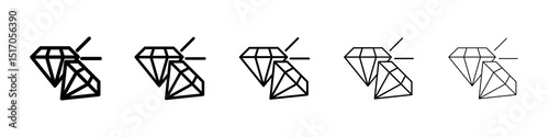 Diamond icon graphic set. trendy stroke line style