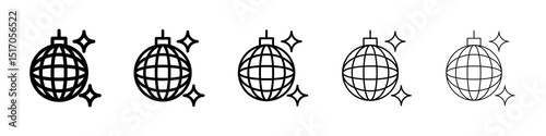 Disco ball icon graphic set. trendy stroke line style