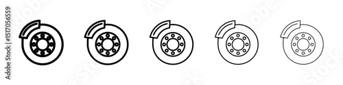 Disk brake icon graphic set. trendy stroke line style