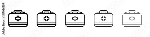 Doctor bag icon graphic set. trendy stroke line style