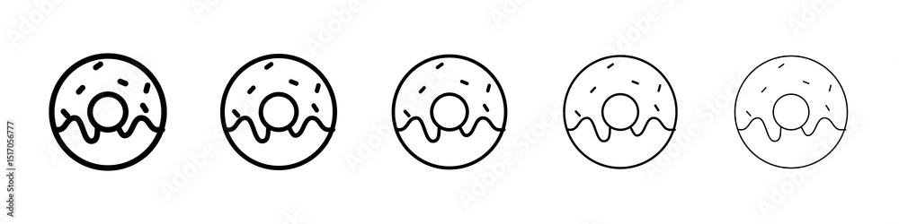 Fototapeta premium Donut icon graphic set. trendy stroke line style