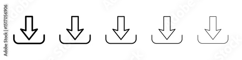 Download icon graphic set. trendy stroke line style