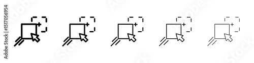 Drag and drop icon graphic set. trendy stroke line style