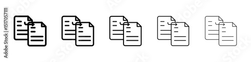 Duplicate icon graphic set. trendy stroke line style