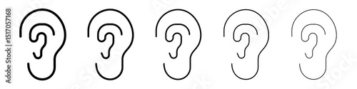 Ear icon graphic set. trendy stroke line style