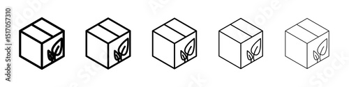 Eco packaging icon graphic set. trendy stroke line style