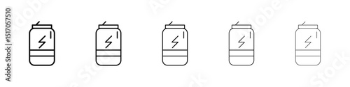 Energy drink icon graphic set. trendy stroke line style