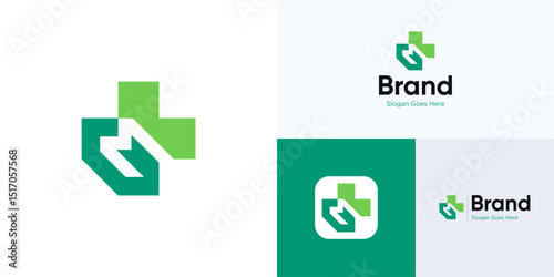 Plus sign with letter M in negative space, logo icon design vector illustration element editable, Simple modern symbol cross mark combination with initial alphabet for brand identity, business company