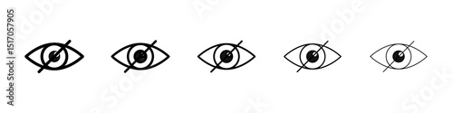 Eye crossed icon graphic set. trendy stroke line style