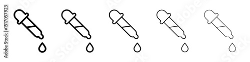 Eye dropper half icon graphic set. trendy stroke line style