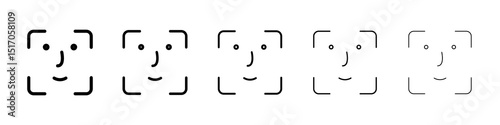 Face id icon graphic set. trendy stroke line style