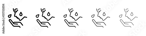 Face washing icon graphic set. trendy stroke line style