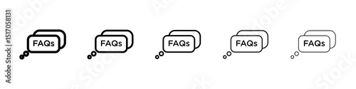 FAQs icon graphic set. trendy stroke line style