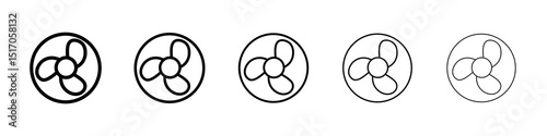 Fan icon graphic set. trendy stroke line style