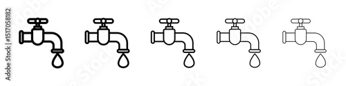 Faucet drip icon graphic set. trendy stroke line style