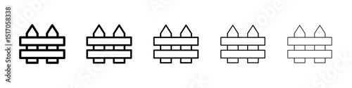 Fence icon graphic set. trendy stroke line style