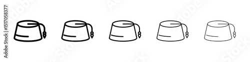 Fez hat icon graphic set. trendy stroke line style