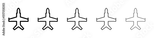 Fighter jet icon graphic set. trendy stroke line style