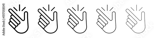 Finger snapping icon graphic set. trendy stroke line style