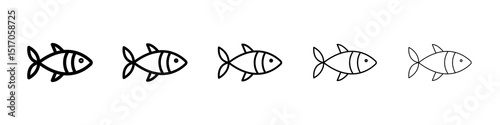 Fish icon graphic set. trendy stroke line style