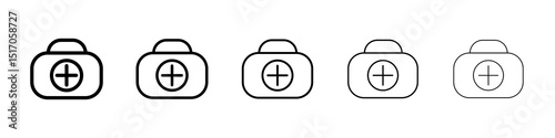 First aid box icon graphic set. trendy stroke line style