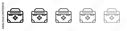 First aid kit icon graphic set. trendy stroke line style