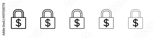 Fixed price icon graphic set. trendy stroke line style