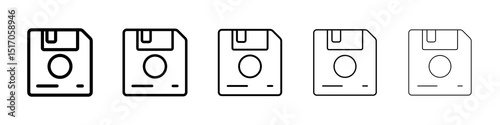 Floppy disk icon graphic set. trendy stroke line style